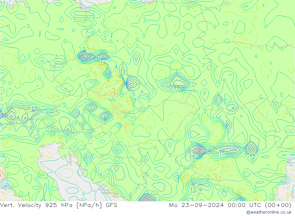 Vert. Velocity 925 hPa GFS Mo 23.09.2024 00 UTC