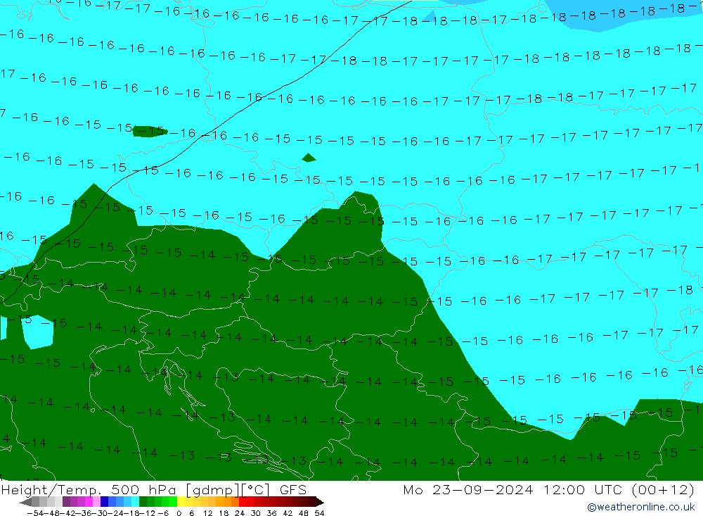 Height/Temp. 500 hPa GFS Po 23.09.2024 12 UTC