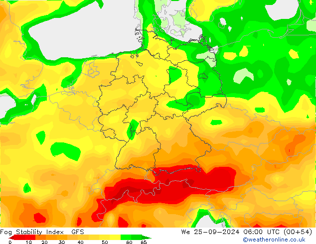 Fog Stability Index GFS mié 25.09.2024 06 UTC