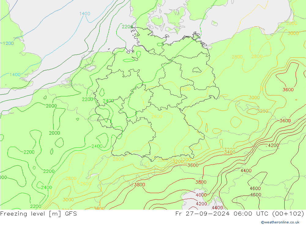 Freezing level GFS pt. 27.09.2024 06 UTC