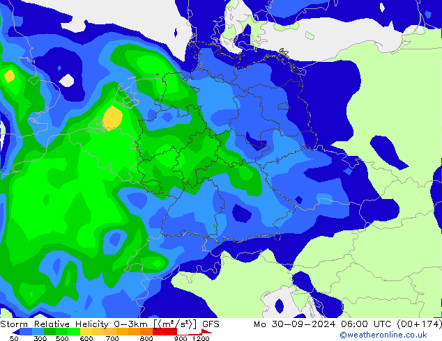 Storm Relative Helicity GFS Сентябрь 2024