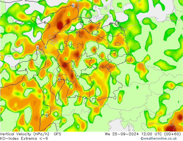 Convection-Index GFS mer 25.09.2024 12 UTC