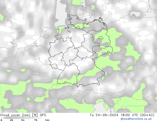 Wolken (tief) GFS Di 24.09.2024 18 UTC