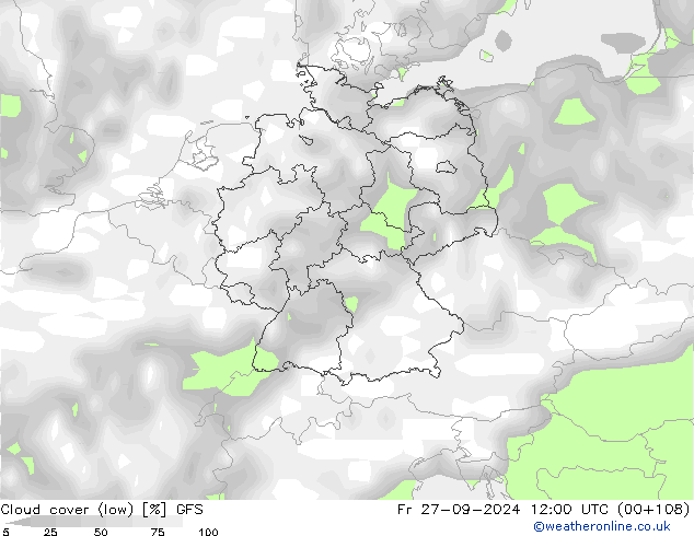 Nubes bajas GFS vie 27.09.2024 12 UTC