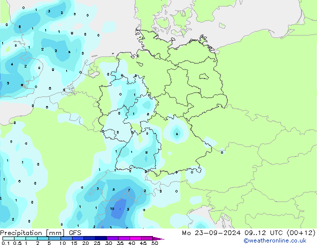 Niederschlag GFS Mo 23.09.2024 12 UTC