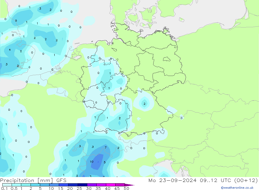 осадки GFS пн 23.09.2024 12 UTC