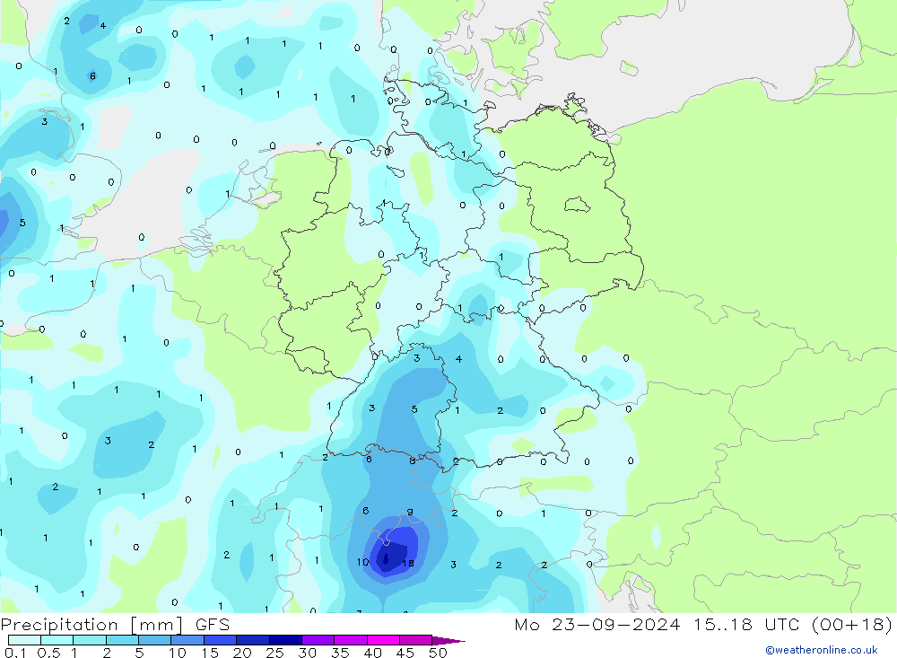 Neerslag GFS ma 23.09.2024 18 UTC