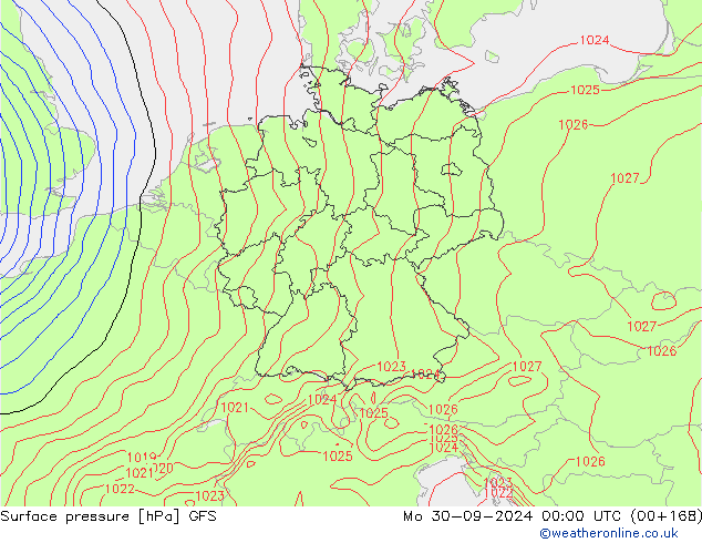 pression de l'air GFS lun 30.09.2024 00 UTC