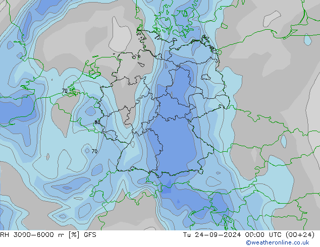 RH 3000-6000 m GFS Di 24.09.2024 00 UTC