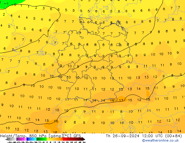 Z500/Rain (+SLP)/Z850 GFS Th 26.09.2024 12 UTC