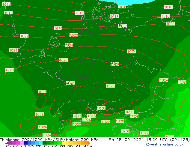 700-1000 hPa Kalınlığı GFS Cts 28.09.2024 18 UTC