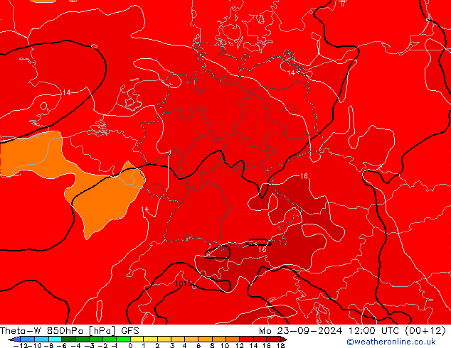 Theta-W 850hPa GFS Mo 23.09.2024 12 UTC