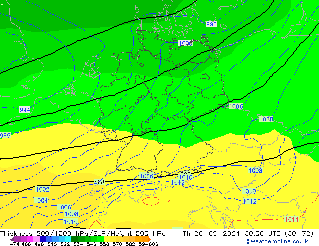 Schichtdicke 500-1000 hPa GFS Do 26.09.2024 00 UTC