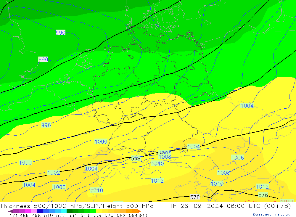 Thck 500-1000hPa GFS Th 26.09.2024 06 UTC