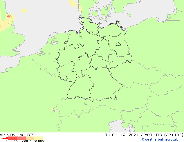 Visibility GFS Tu 01.10.2024 00 UTC