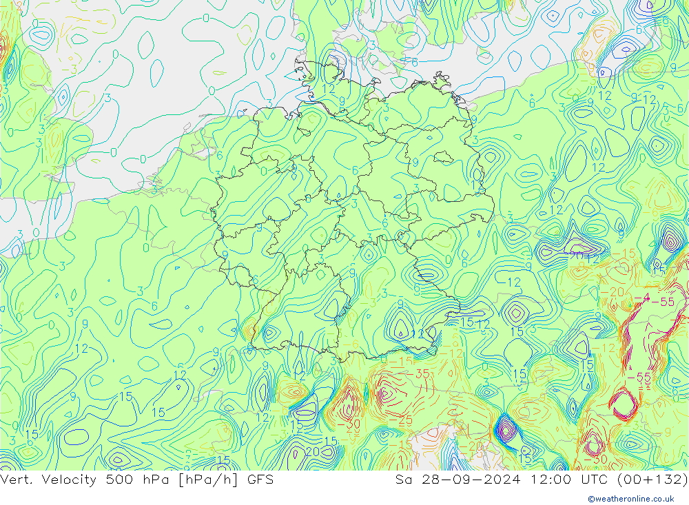 Vert. Velocity 500 hPa GFS Sáb 28.09.2024 12 UTC