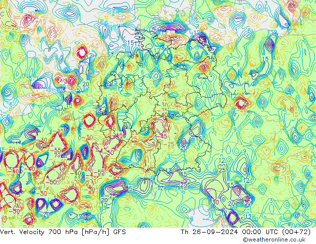 Vert. Velocity 700 hPa GFS Do 26.09.2024 00 UTC