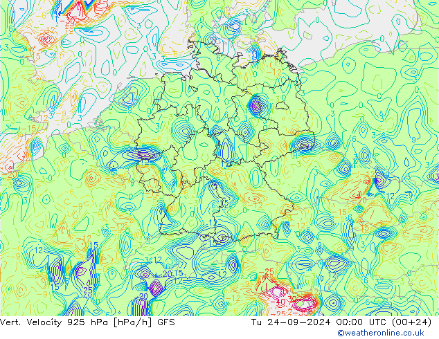 Vert. Velocity 925 hPa GFS Tu 24.09.2024 00 UTC