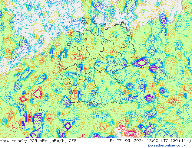 Vert. Velocity 925 hPa GFS Sex 27.09.2024 18 UTC