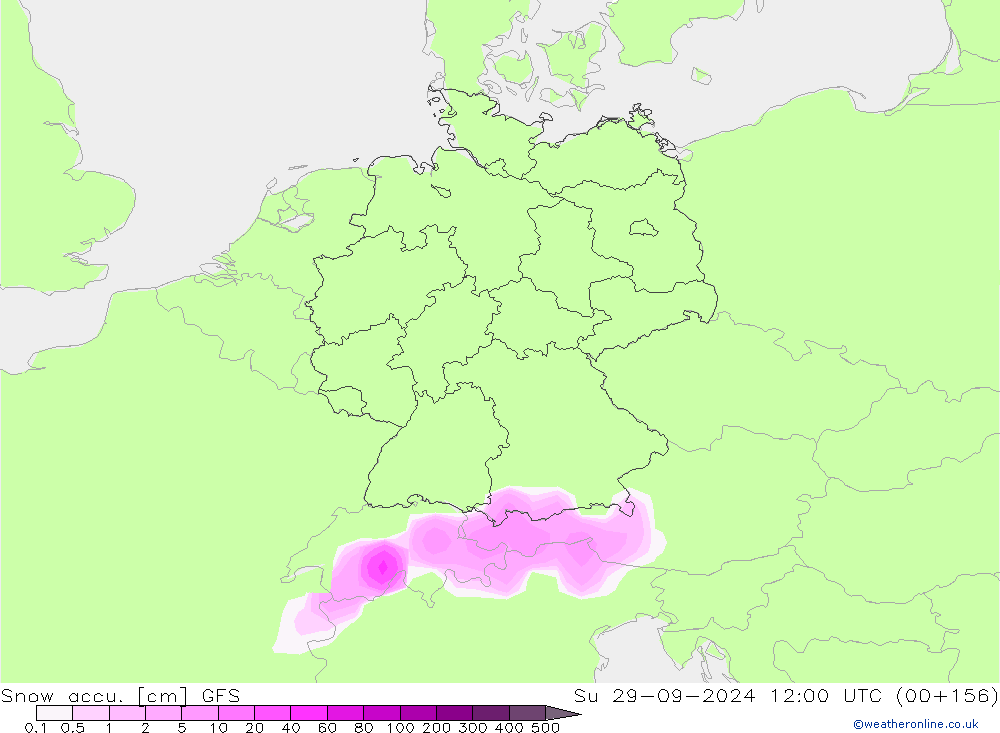 Snow accu. GFS dom 29.09.2024 12 UTC