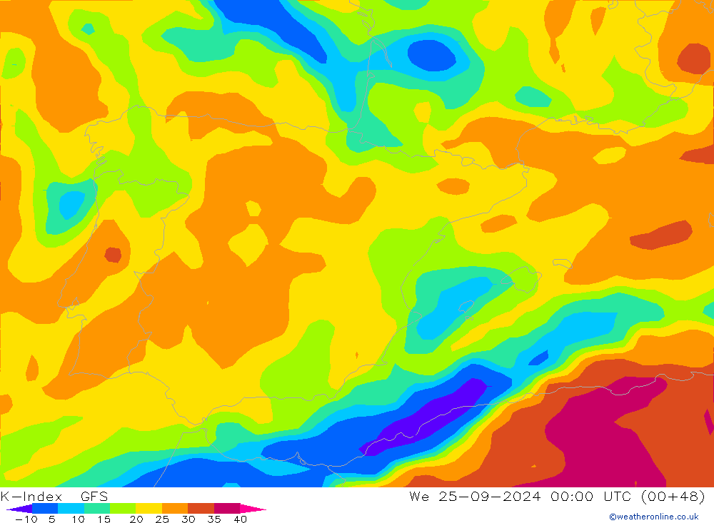 K-Index GFS We 25.09.2024 00 UTC