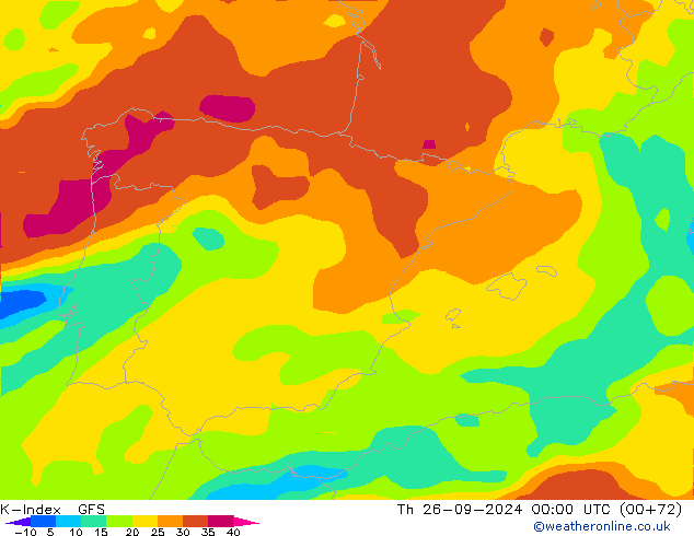 K-Index GFS jue 26.09.2024 00 UTC