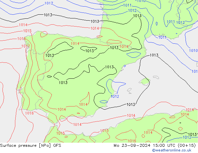 Surface pressure GFS Mo 23.09.2024 15 UTC