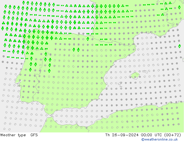 Tipo de precipitación GFS jue 26.09.2024 00 UTC