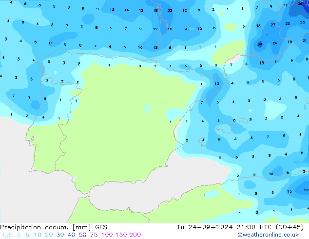 Precipitación acum. GFS mar 24.09.2024 21 UTC