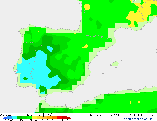 Volumetric Soil Moisture GFS pon. 23.09.2024 12 UTC