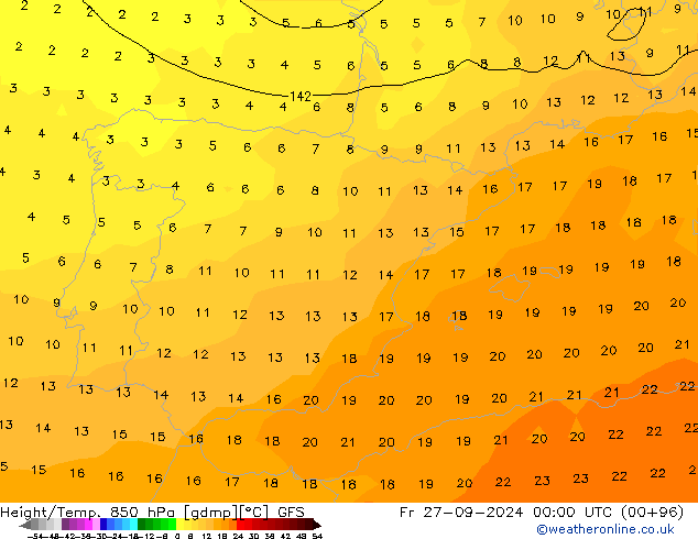 Z500/Rain (+SLP)/Z850 GFS Fr 27.09.2024 00 UTC