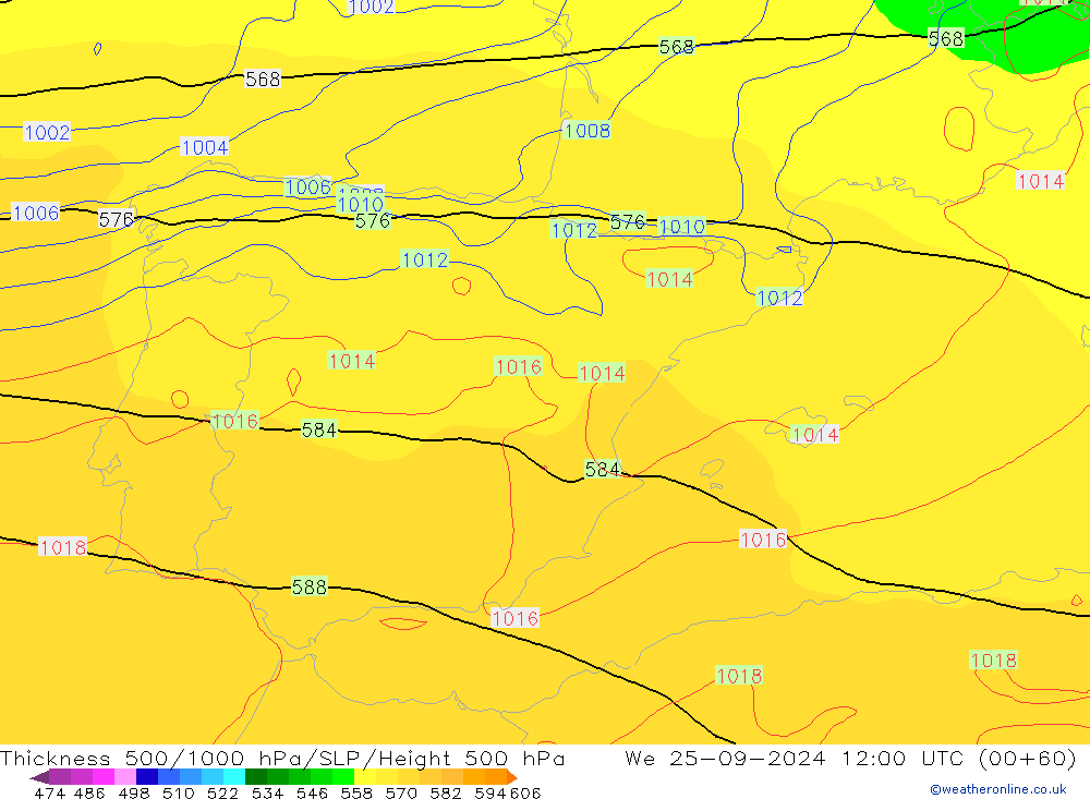 Thck 500-1000hPa GFS St 25.09.2024 12 UTC