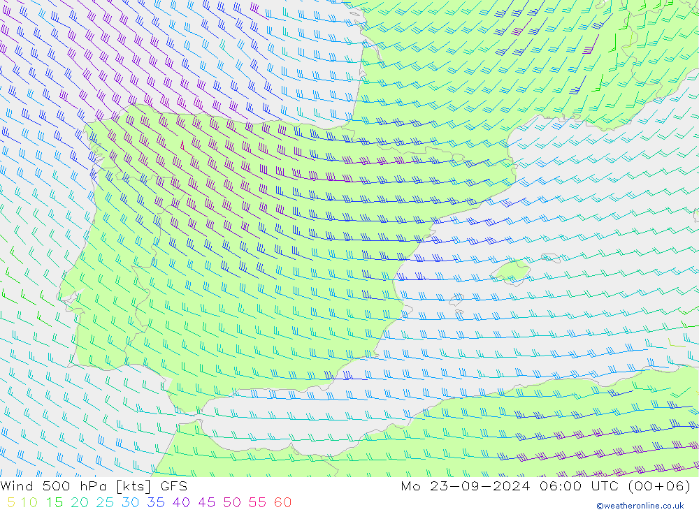 Wind 500 hPa GFS Mo 23.09.2024 06 UTC