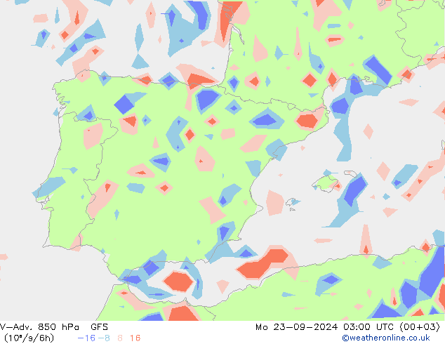 V-Adv. 850 hPa GFS lun 23.09.2024 03 UTC