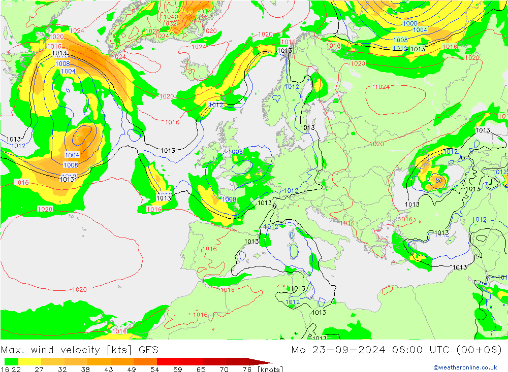 Windböen GFS Mo 23.09.2024 06 UTC