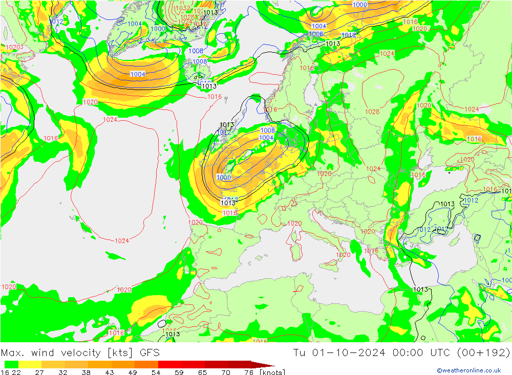 Windböen GFS Di 01.10.2024 00 UTC