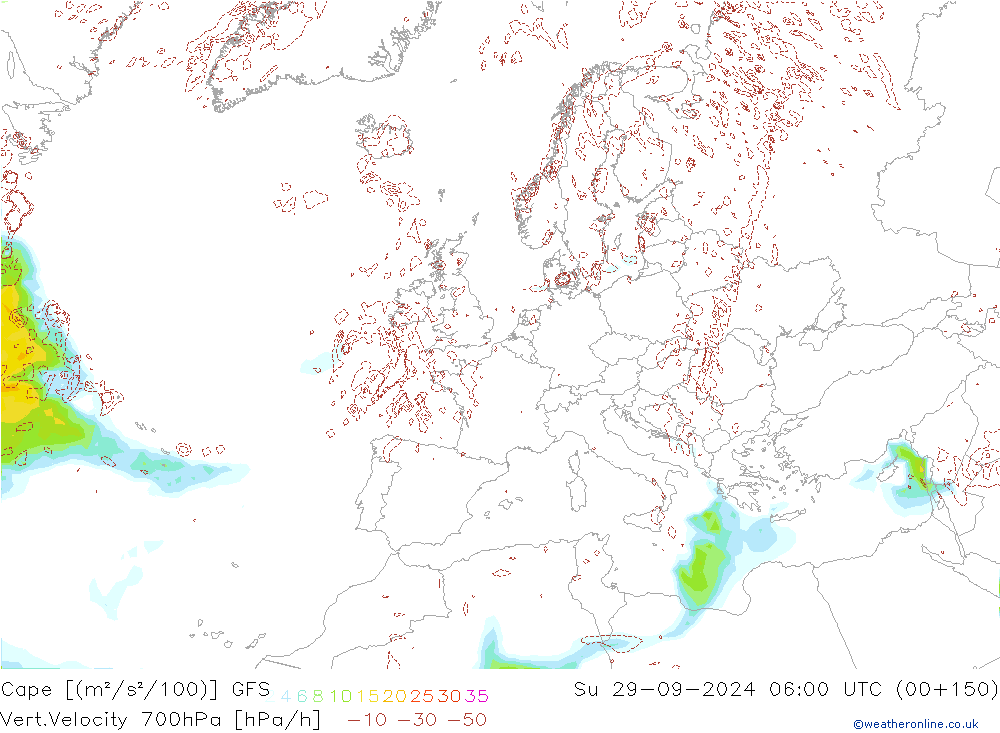 Cape GFS dom 29.09.2024 06 UTC