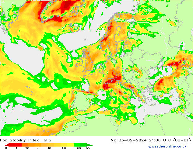 Fog Stability Index GFS Pzt 23.09.2024 21 UTC