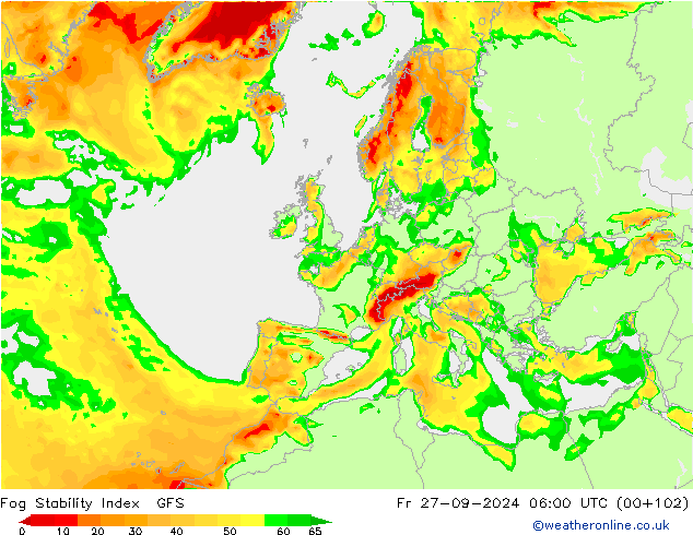 Fog Stability Index GFS Cu 27.09.2024 06 UTC