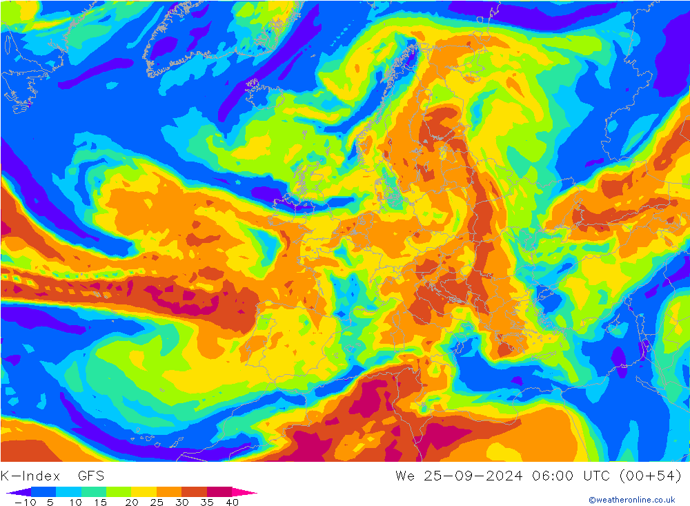 K-Index GFS mer 25.09.2024 06 UTC