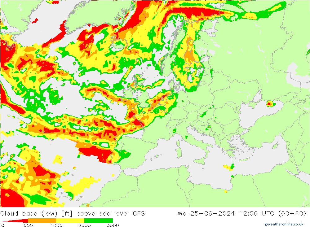 Cloud base (low) GFS ср 25.09.2024 12 UTC