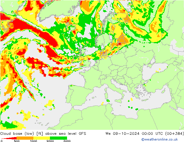 Cloud base (low) GFS October 2024