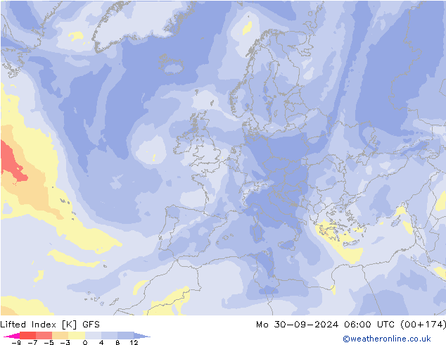 Lifted Index GFS September 2024