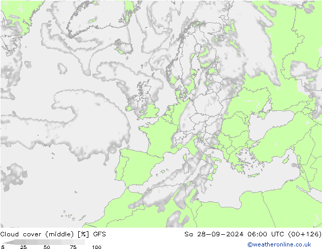 zachmurzenie (środk.) GFS so. 28.09.2024 06 UTC