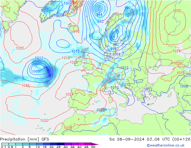 Precipitación GFS sáb 28.09.2024 06 UTC