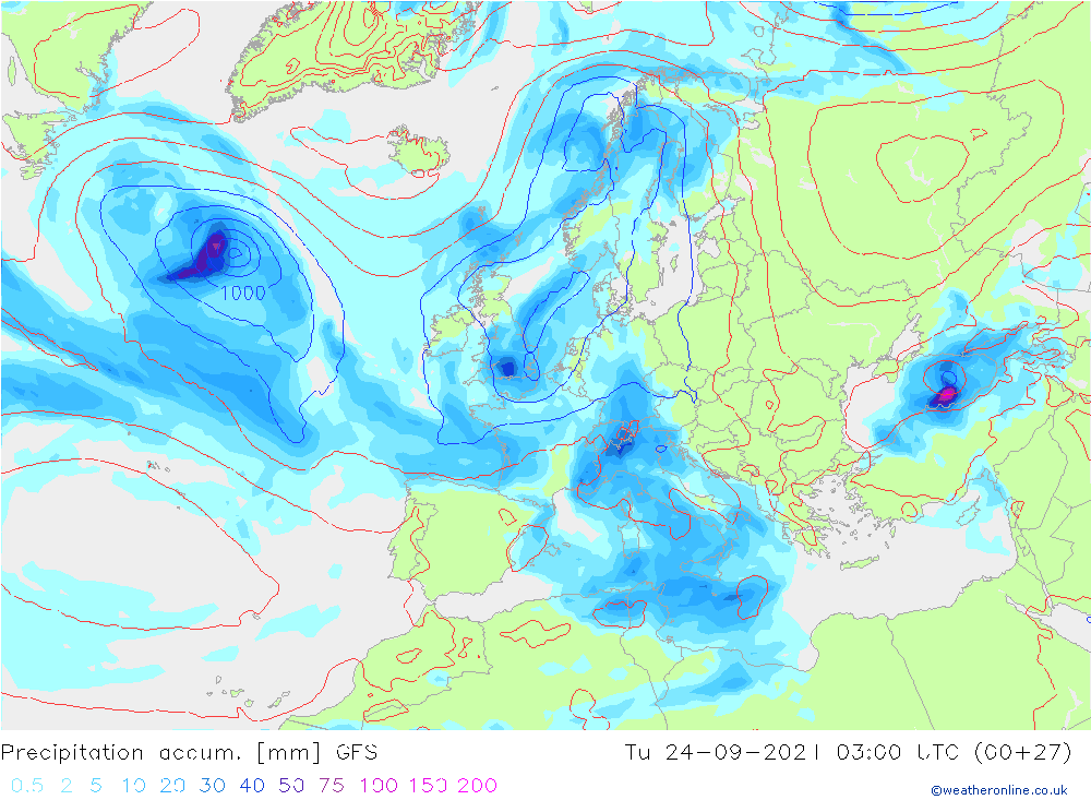 Precipitation accum. GFS Tu 24.09.2024 03 UTC