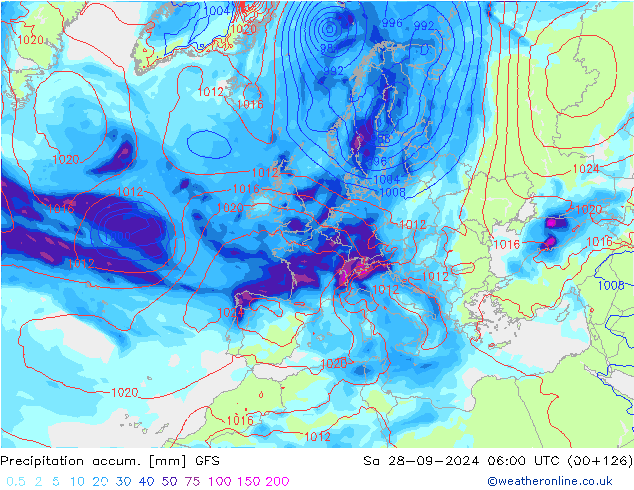 Nied. akkumuliert GFS Sa 28.09.2024 06 UTC