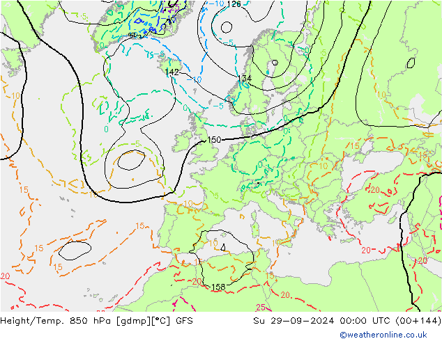 Height/Temp. 850 hPa GFS Dom 29.09.2024 00 UTC