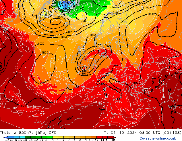 Theta-W 850hPa GFS mar 01.10.2024 06 UTC