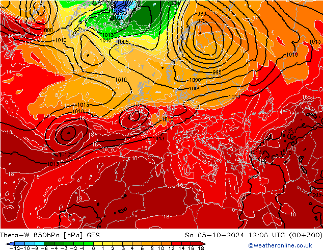 Theta-W 850hPa GFS Sa 05.10.2024 12 UTC